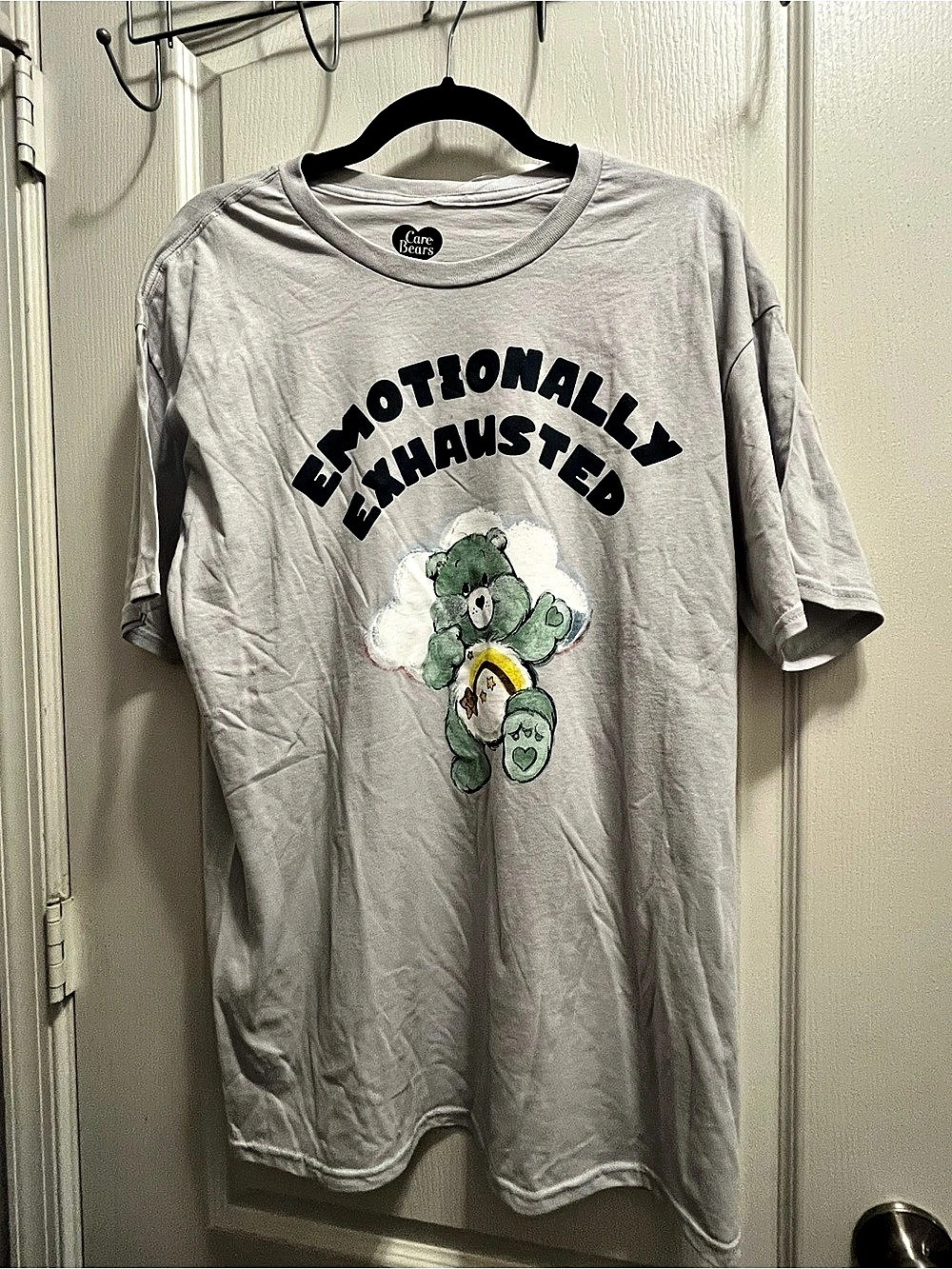 Care Bears Emotionally Exhausted Grumpy Bear Graphic Tee Gray Large